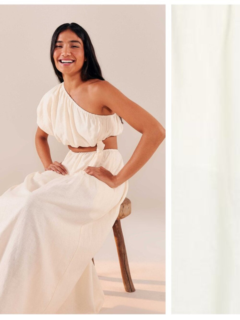 FARM Rio One-Shoulder Cream White Maxi Dress